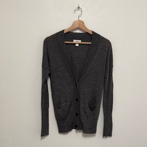 LOFT Gray Wool Blend V-Neck Cardigan